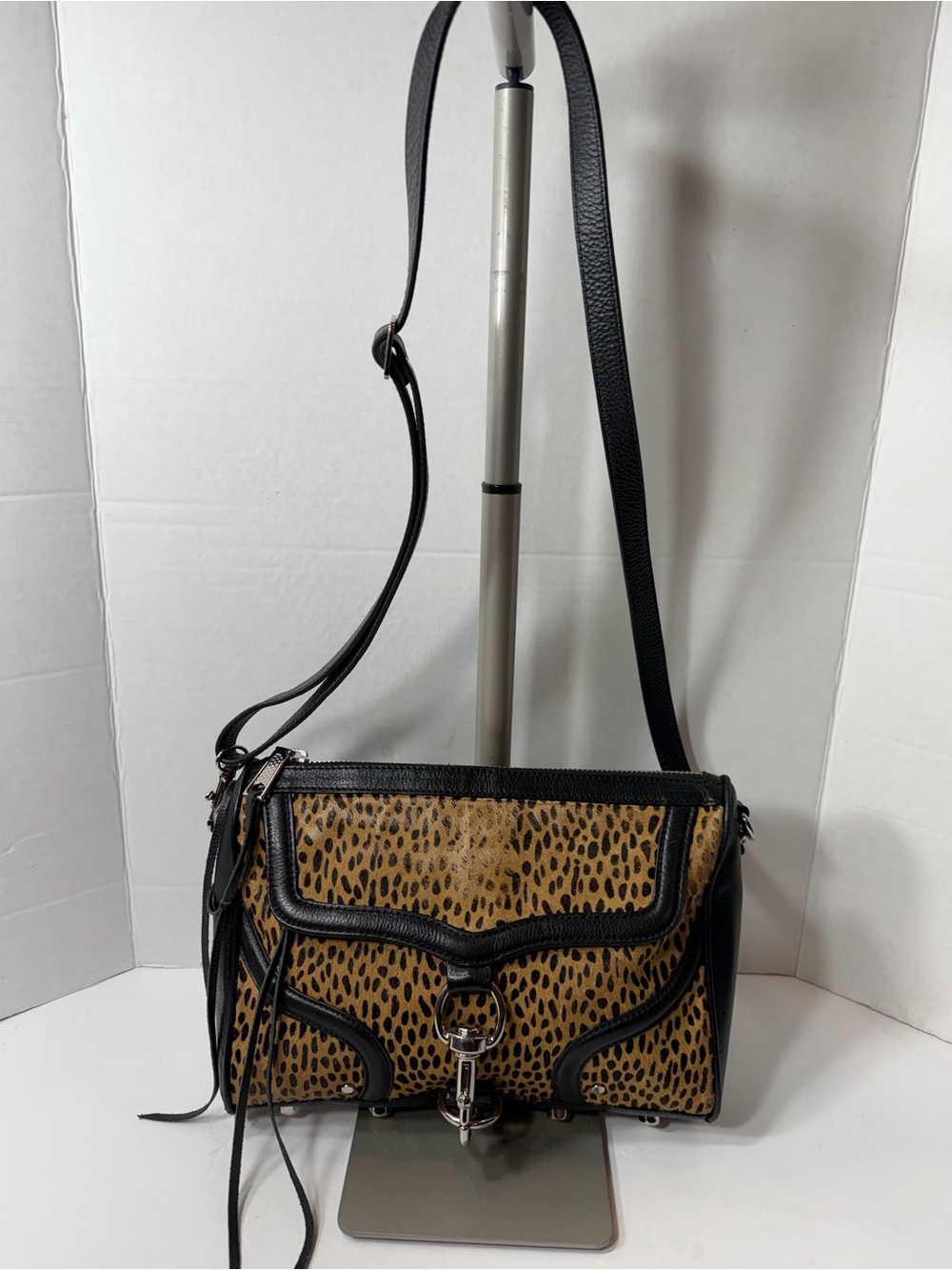 Rebecca minkoff Leopard Print Crossbody Shoulder Bag with Black Trim